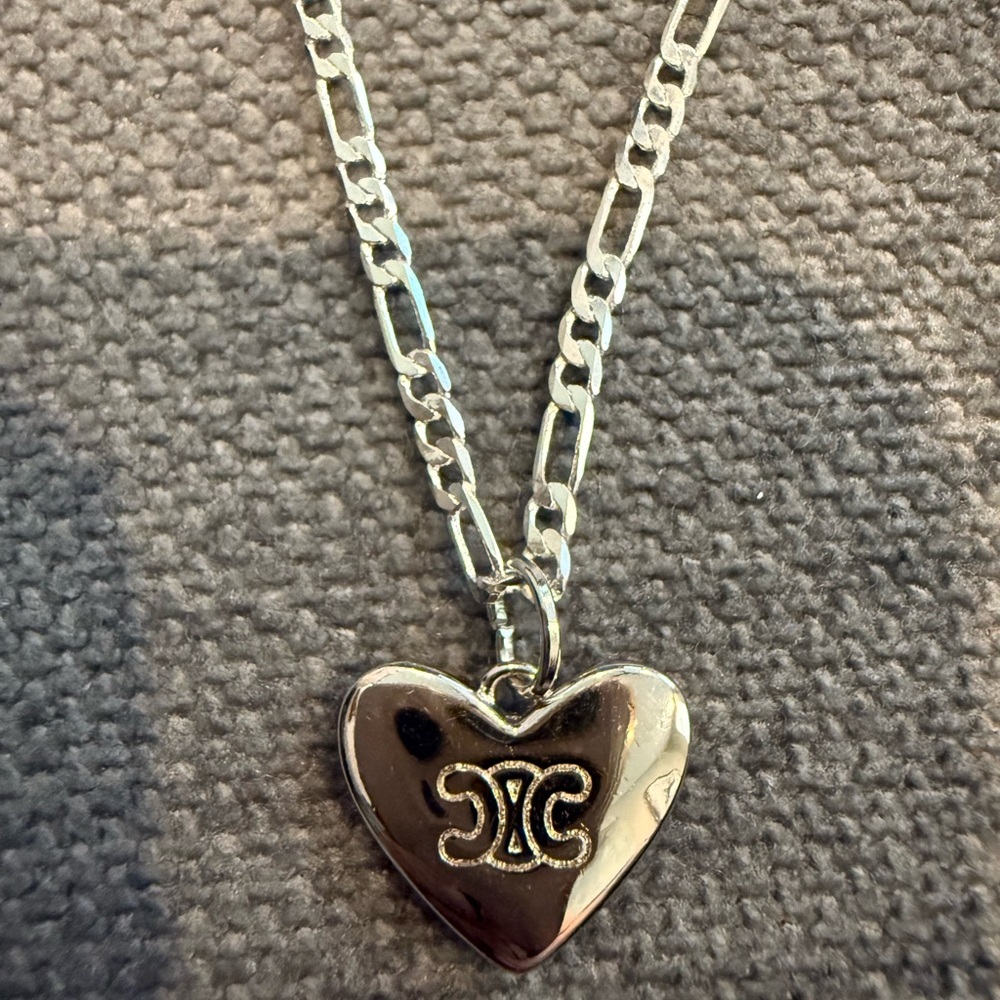 Silver Heart Logo Pendant Necklace
